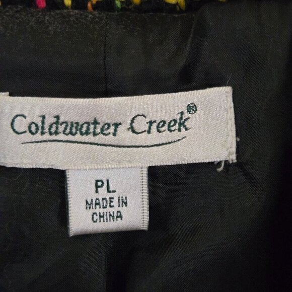Coldwater Creek Colorful Tweed Black Multi Fully Lined 3 Button Blazer Size PL - Picture 5 of 6